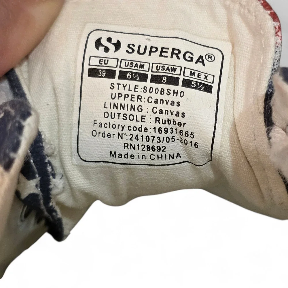 Superga S00BSH0 Womens American Flag Canvas Sneakers Stars Stripes Navy Red sz 8
